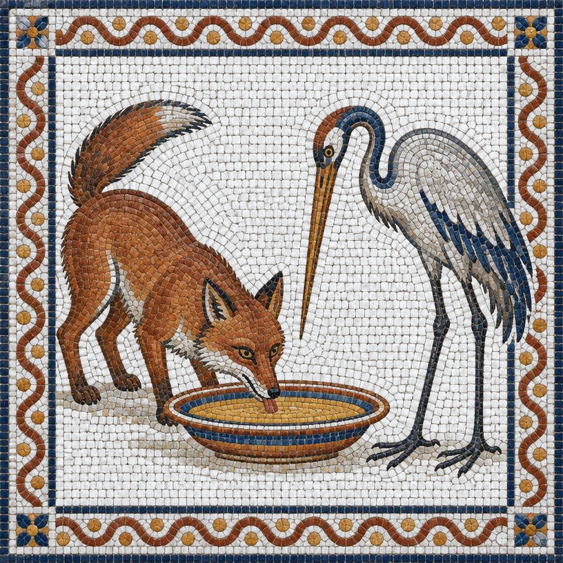 Mosaic of The Fox and the Crane